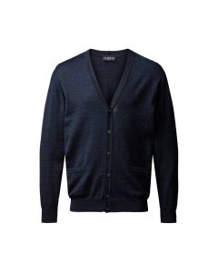 Cardigan 100% merinoull v-hals - Herre - Marine