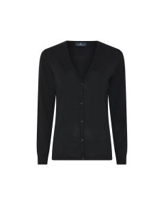 Cardigan 100% merinoull v-hals - Dame - Sort